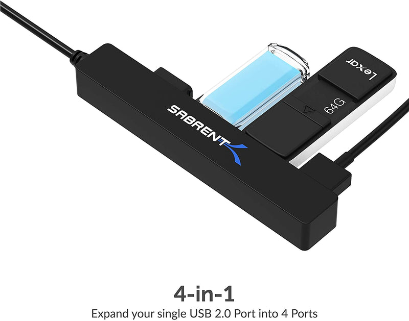 HUB USB 2.0 PORTATIL DE 4 PUERTOS (CABLE DE 9.5") SABRENT