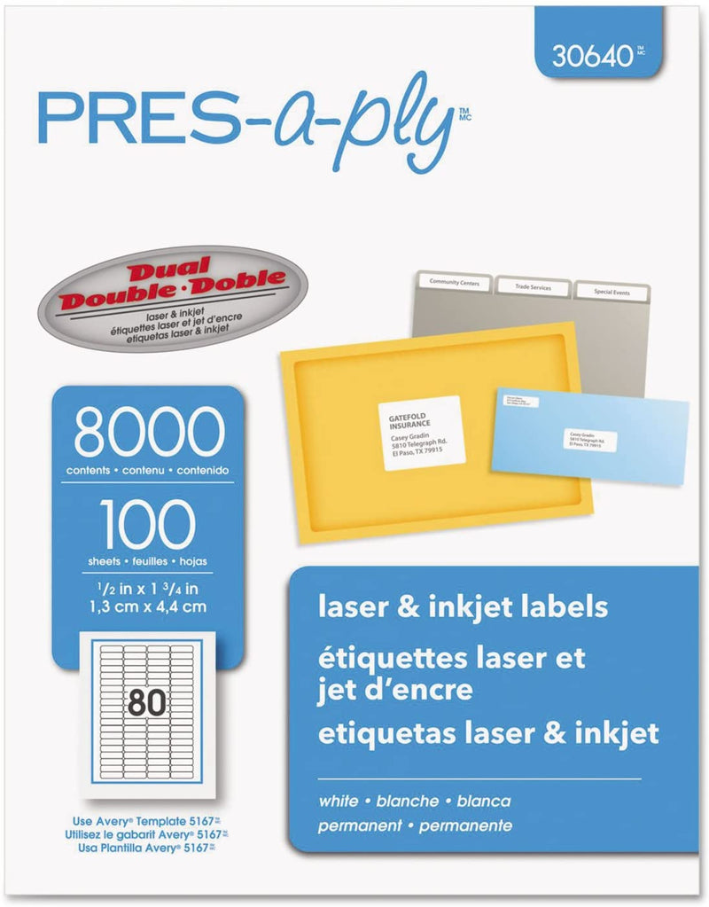LABEL ½" X 1 ¾" BLANCO PQ-8000 PRES-A-PLY AVERY