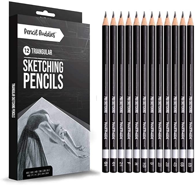 LAPIZ DE DIBUJO Y DISEÑO TRIANGULAR DE 12 TONALIDADES PENCIL BUDDIES