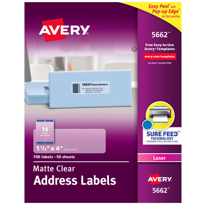 LABEL 1 1/3" X 4" CLEAR MATTE PQ-700 AVERY