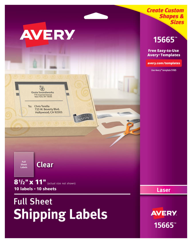LABEL 8 ½" X 11" CLEAR PARA IMPRESORAS LASER PQ-10 AVERY