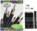 LIBRETA DE DIBUJO Y BOCETOS CON LAPICES Y GOMAS SET DE 19 PIEZAS ROYAL BRUSH