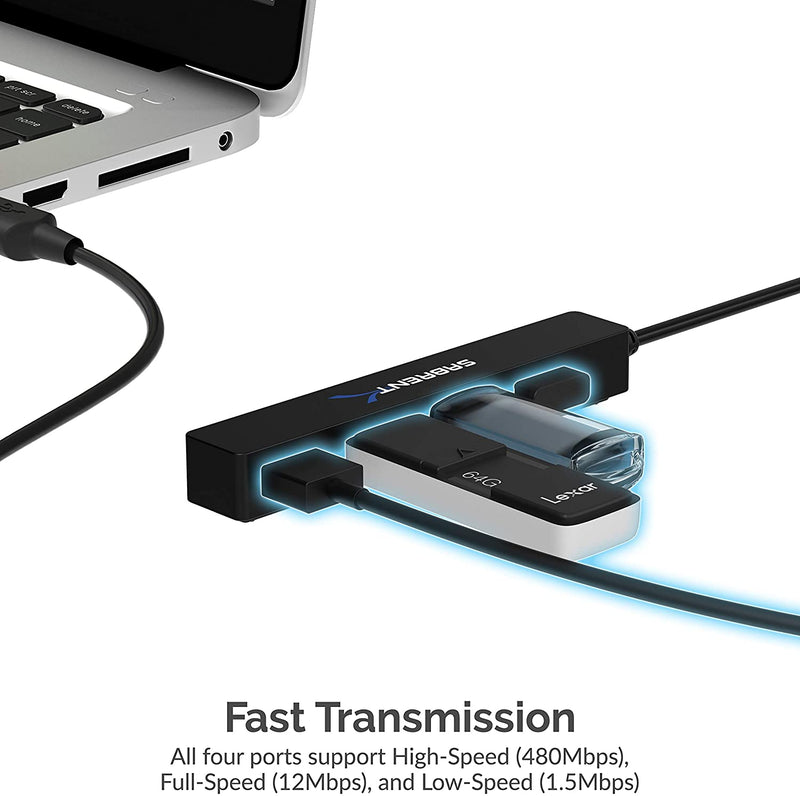 HUB USB 2.0 PORTATIL DE 4 PUERTOS (CABLE DE 9.5") SABRENT