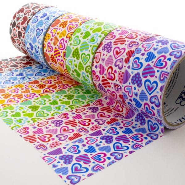 DUCT TAPE 2" DISEÑO CORAZONES VARIOS COLORES BAZIC