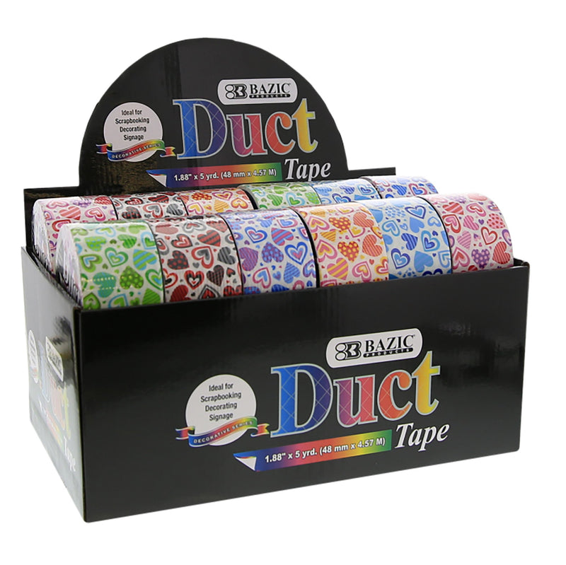 DUCT TAPE 2" DISEÑO CORAZONES VARIOS COLORES BAZIC