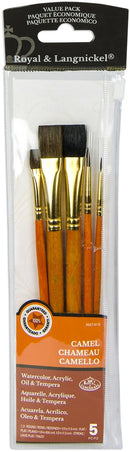 PINCELES PLANOS Y REDONDOS SET DE 5 ROYAL BRUSH