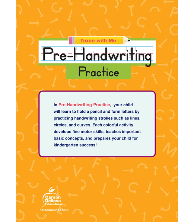 CUADERNO DE PRE-ESCRITURA TRACE WITH ME PRE-HANDWRITING PRACTICE CARSON DELLOSA