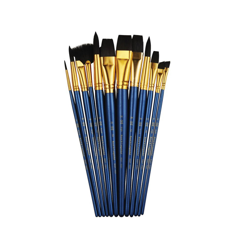 PINCELES PLANOS Y REDONDOS SET DE 12 ROYAL BRUSH