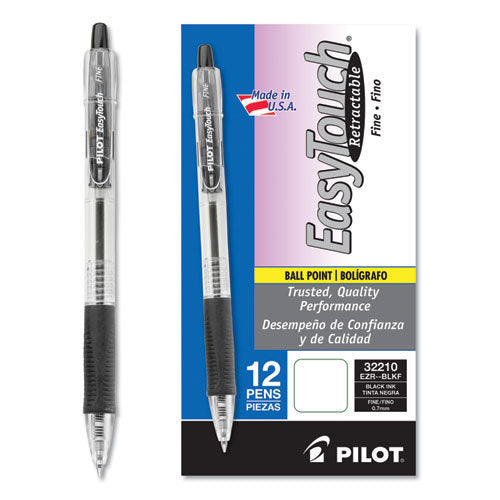 BOLIGRAFO PILOT EASY TOUCH RETRACTABLE PUNTA FINA 0.7mm NEGRO DOCENA