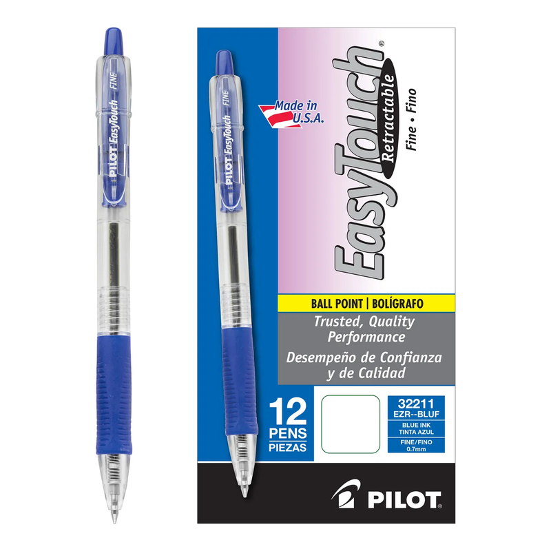 BOLIGRAFO PILOT EASY TOUCH RETRACTABLE PUNTA FINA 0.7mm AZUL DOCENA