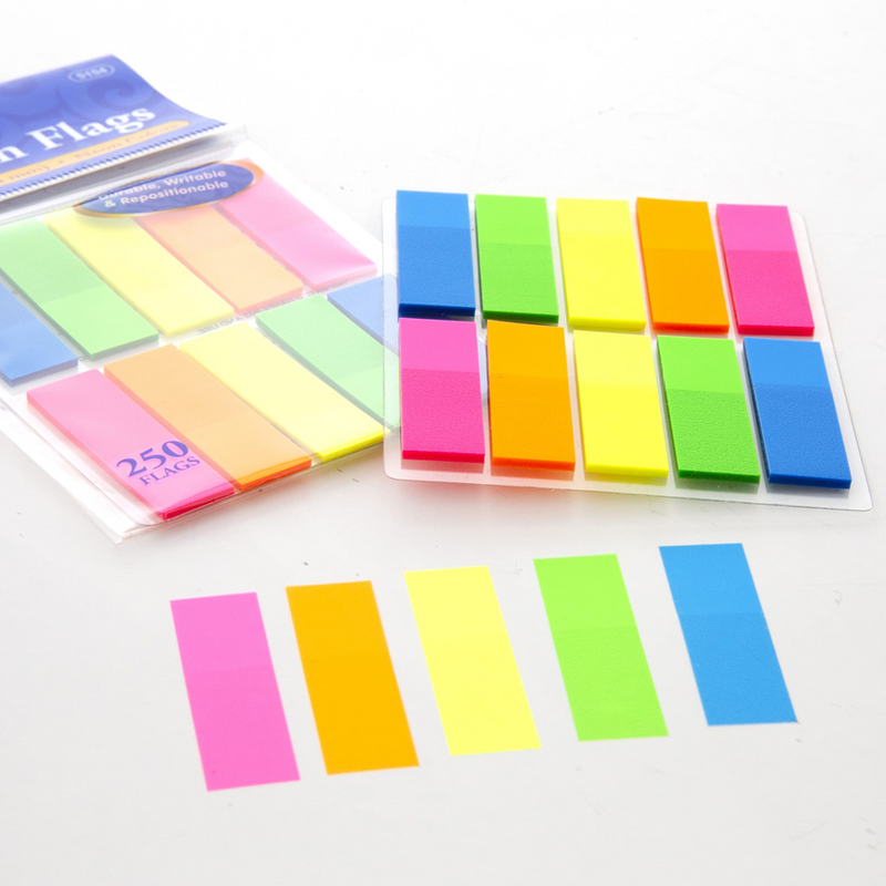 PAGE MARKERS .5" X 1.7" COLORES NEON EN PLASTICO PQ-250 BAZIC