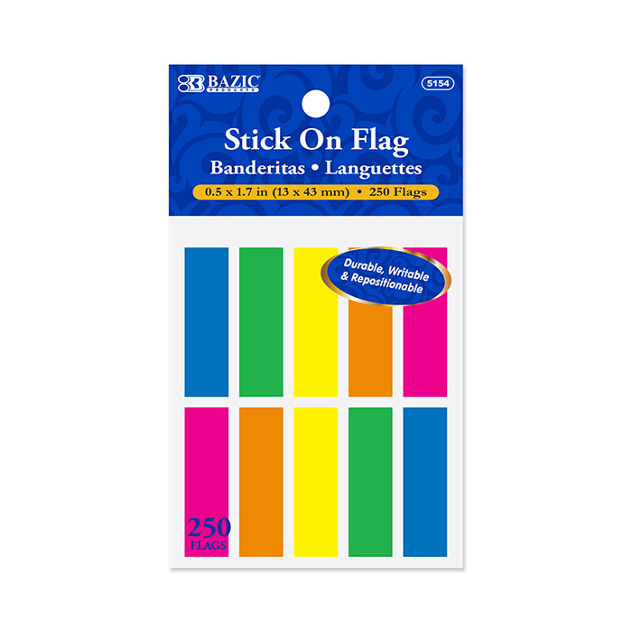 PAGE MARKERS .5" X 1.7" COLORES NEON EN PLASTICO PQ-250 BAZIC