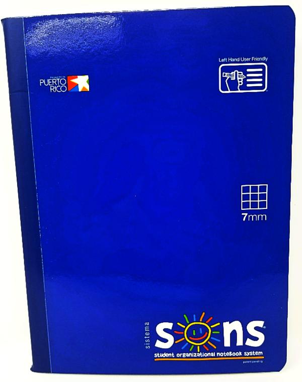 LIBRETA DE PAPEL CUADRICULADO GRANDE (CUADRO 7MM) CARPETA BLANDA "SONS" DE 160 PAGINAS