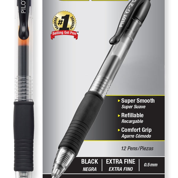 Pilo t G-2 - Bolígrafo de tinta de gel (0.015 in, 2 unidades), color negro