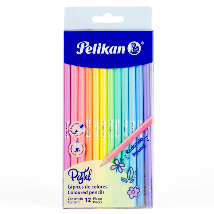 LAPICES DE COLOREAR DE 12 COLORES PASTELES PELIKAN