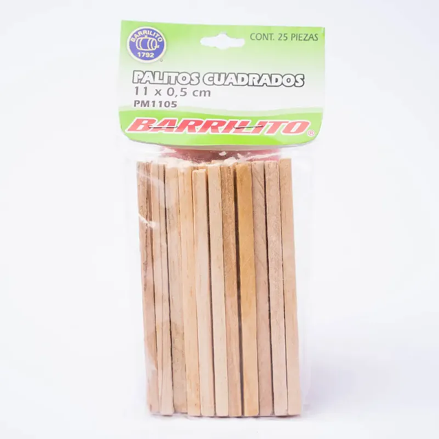 PALOS DE MADERA NATURAL CUADRADOS DE 4.5 " PAQ-25 BARRILITO