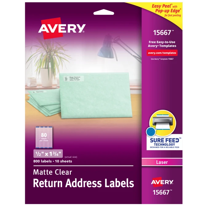 LABEL ½" X 1 ¾" CLEAR MATTE PARA IMPRESORAS LASER CJ-800 AVERY