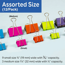 BINDER CLIPS DE COLORES Y TAMAÑOS SURTIDOS CJ-12 BAZIC