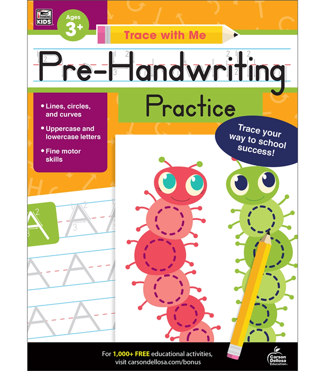 CUADERNO DE PRE-ESCRITURA TRACE WITH ME PRE-HANDWRITING PRACTICE CARSON DELLOSA