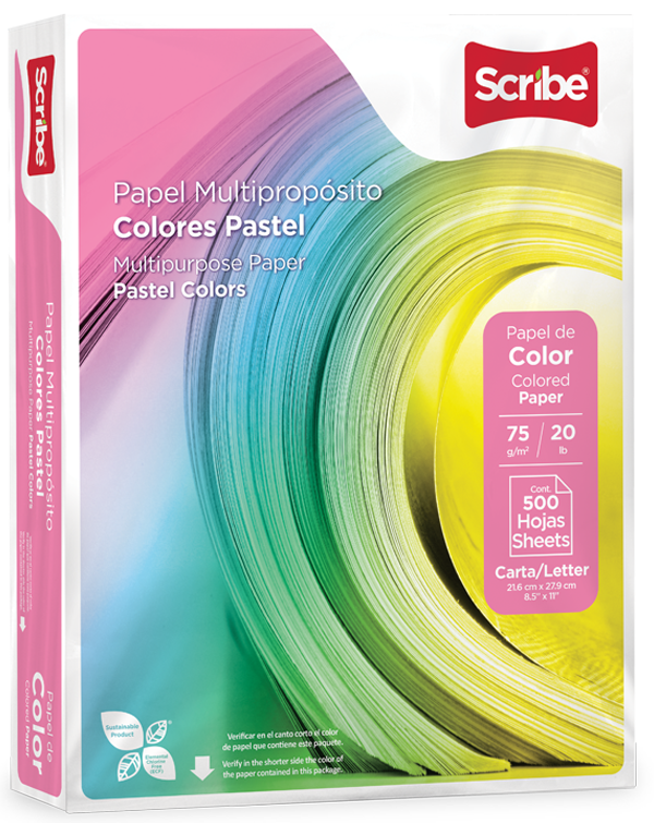 PAPEL A COLOR CARTA ROSA 20 LIBRAS RESMA 500 HOJAS SCRIBE