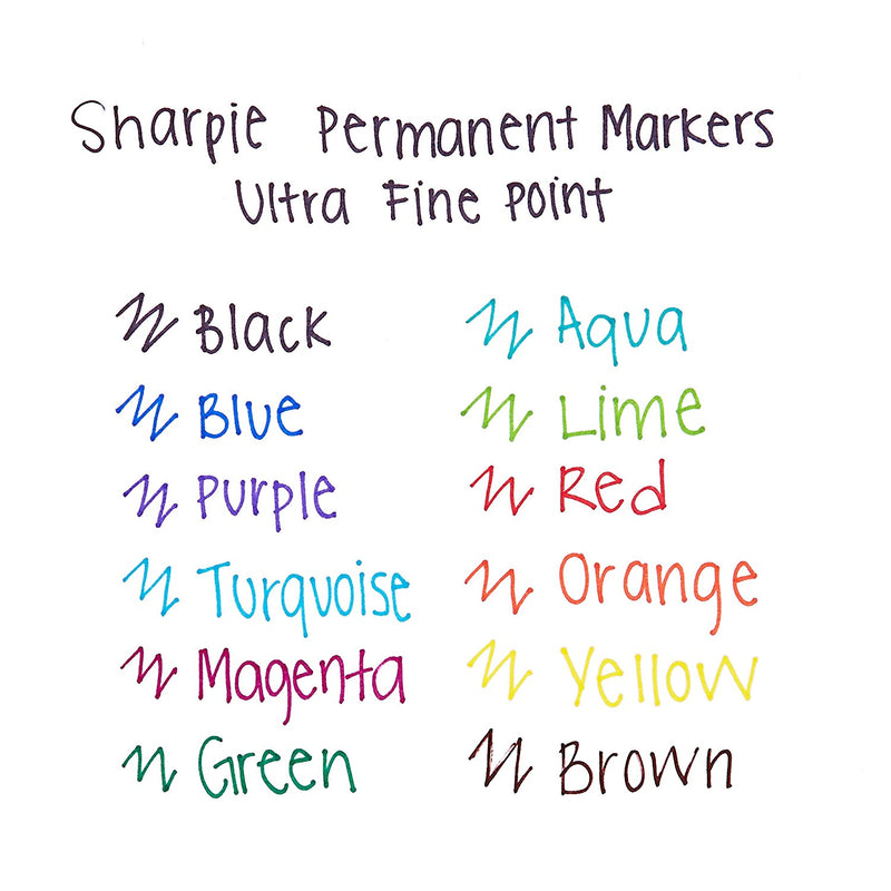 MARCADOR PERMANENTE SHARPIE PUNTA ULTRA FINA SET DE 12 COLORES