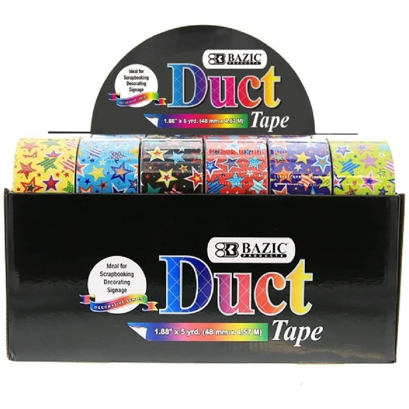 DUCT TAPE 2" DISEÑO ESTRELLAS VARIOS COLORES BAZIC