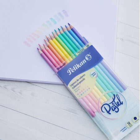 LAPICES DE COLOREAR DE 12 COLORES PASTELES PELIKAN