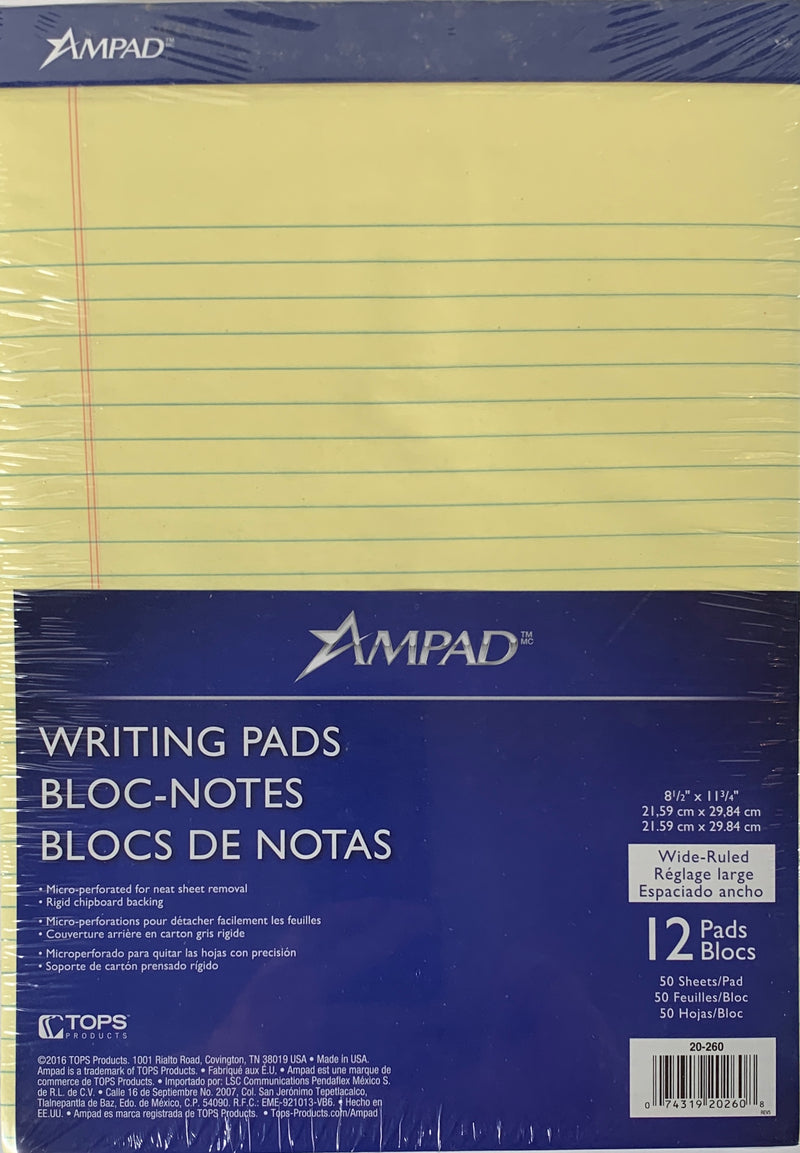 LIBRETA PAD TAMAÑO CARTA BLANCA O AMARILLA PQ-12