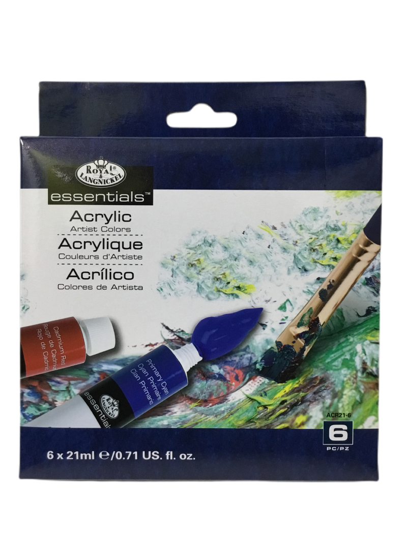 PINTURA ACRILICA SET 6 COLORES EN TUBO 21ml/ea (0.71 OZ) ROYAL BRUSH