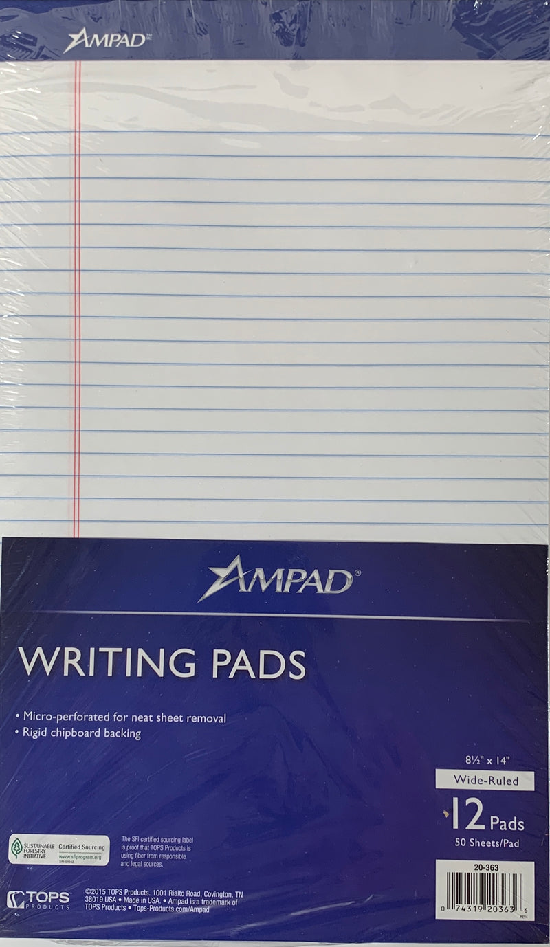 LIBRETA PAD TAMAÑO LEGAL BLANCA O AMARILLA PQ-12