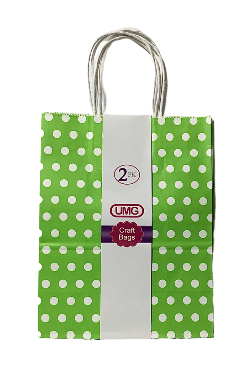 BOLSA PARA REGALOS DE 8.25" X 10.5" COLOR VERDE DISEÑO POLKA DOTS PQ-2 UMG