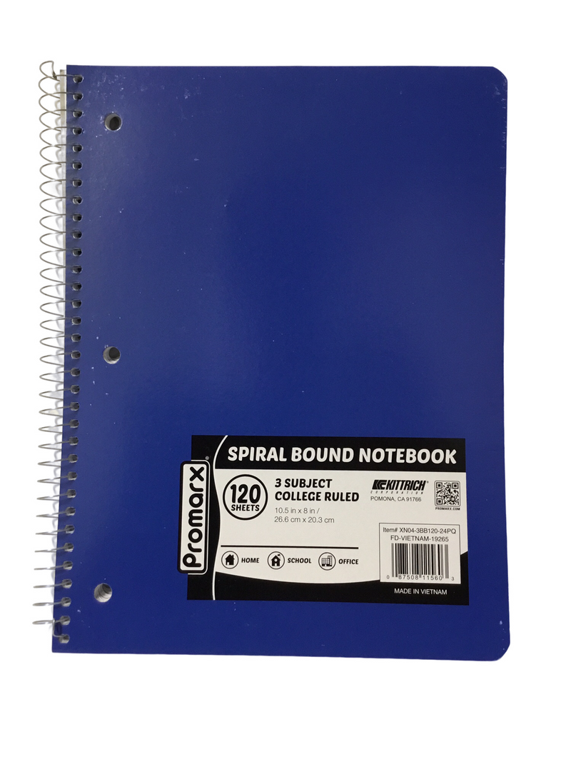 LIBRETA ARGOLLADA GRANDE DE 3 DIVISIONES VARIOS COLORES A ESCOGER PROMARX