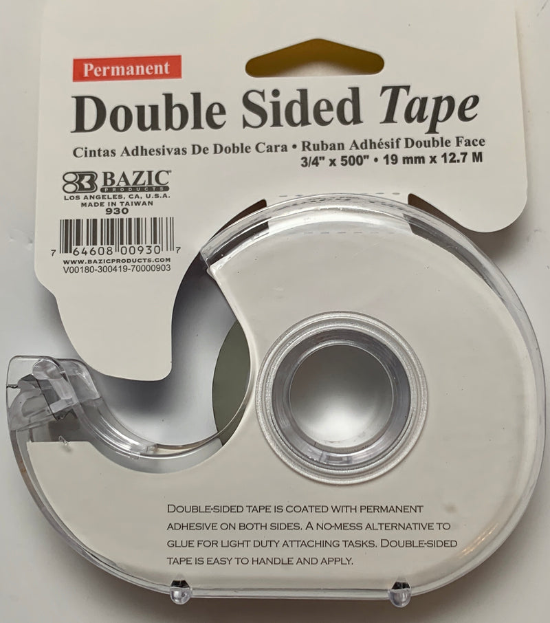 TAPE TRANSPARENTE DOBLE CARA BAZIC 3/4" X 12.7 METROS