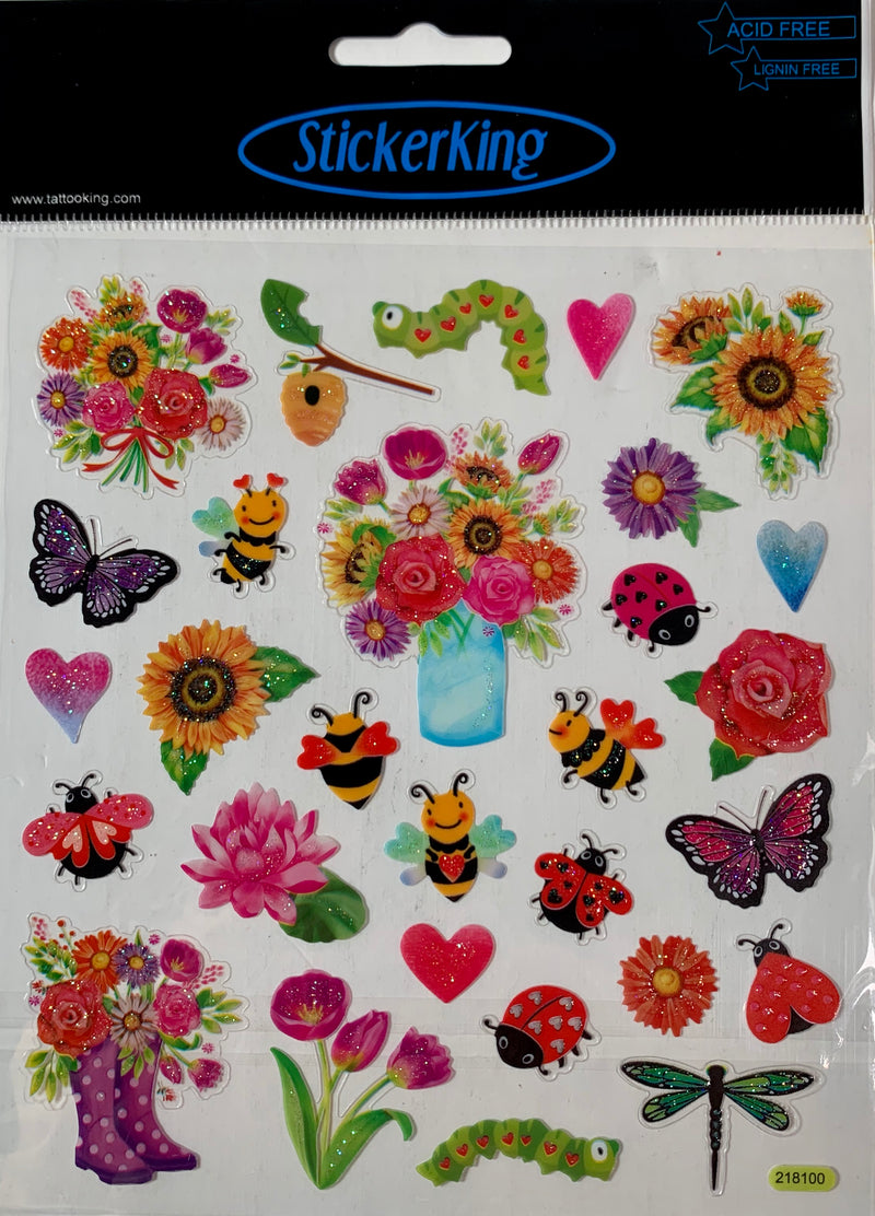 STICKER INSECTOS Y FLORES