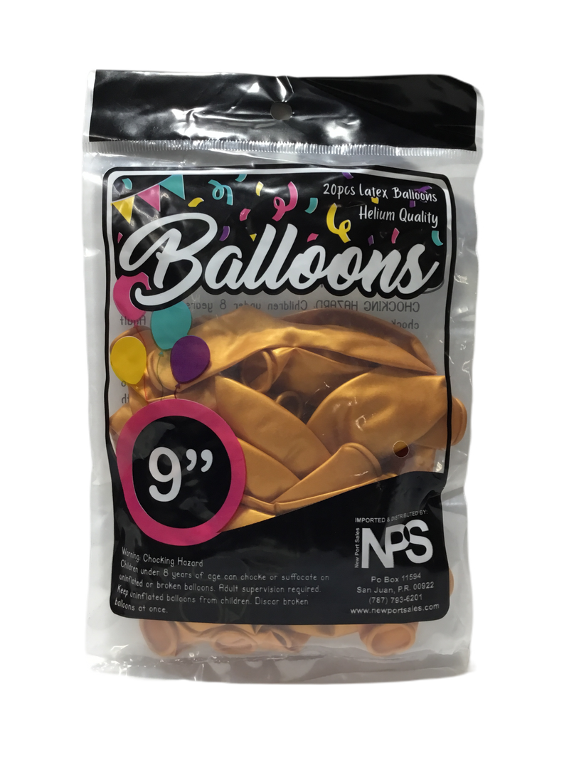 GLOBOS 9" COLOR ORO PQ-20
