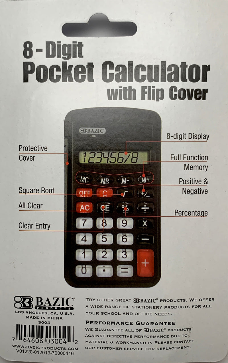 CALCULADORA DE BOLSILLO BAZIC 3004