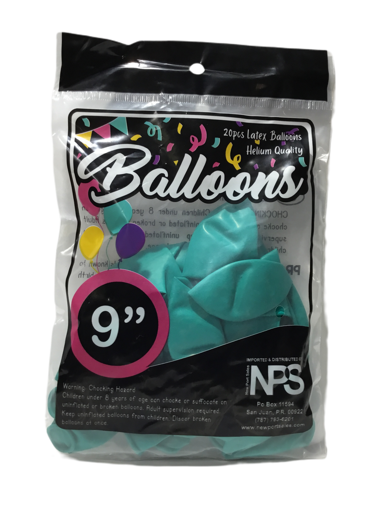 GLOBOS 9" COLOR AQUA PQ-20