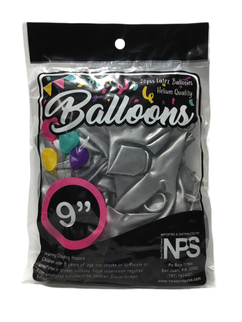 GLOBOS 9" COLOR PLATA PQ-20