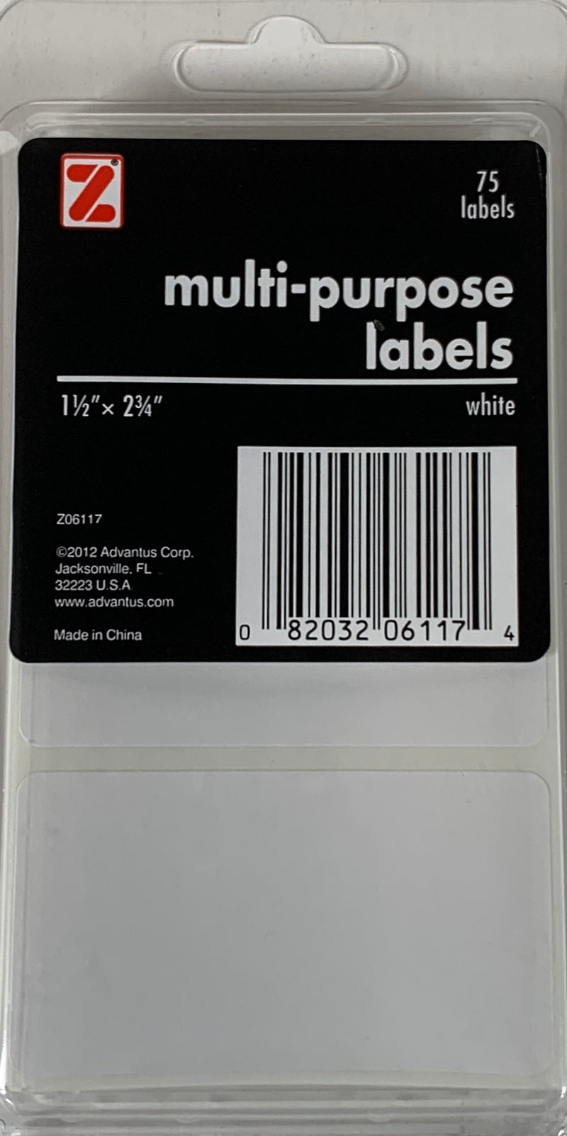 LABEL 1 1/2" X 2 3/4" BLANCO PQ-75