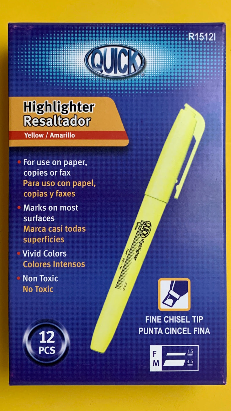 HIGHLIGHTER AMARILLOS DOCENA QUICK