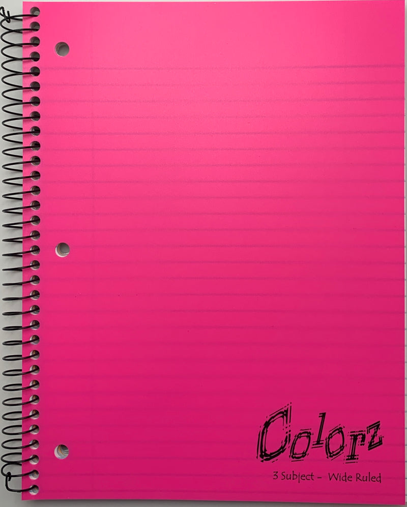 LIBRETA ARGOLLADA GRANDE DE 3 DIVISIONES COLOR-Z DE 138 HOJAS VARIOS COLORES