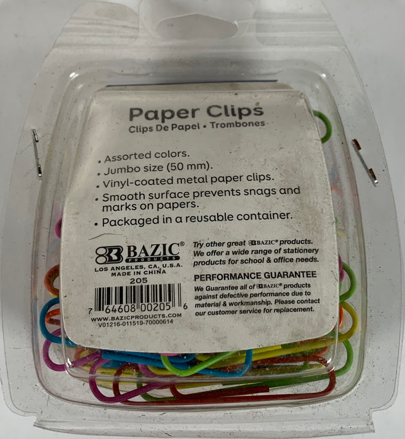 PAPER CLIPS EN VINYL JUMBO PQ-100 BAZIC