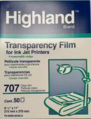 TRANSPARENCIAS PARA PRINTER INKJET HIGHLAND 707 CJ-50