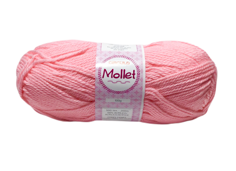 HILO DE TEJER DE 100 G MOLLET COLOR ROSA BEBE