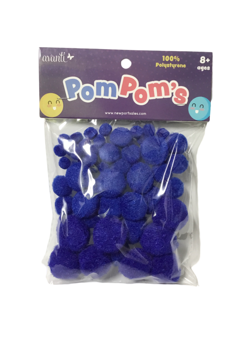 POMPONES COLOR AZUL TAMAÑOS VARIADOS PQ-50