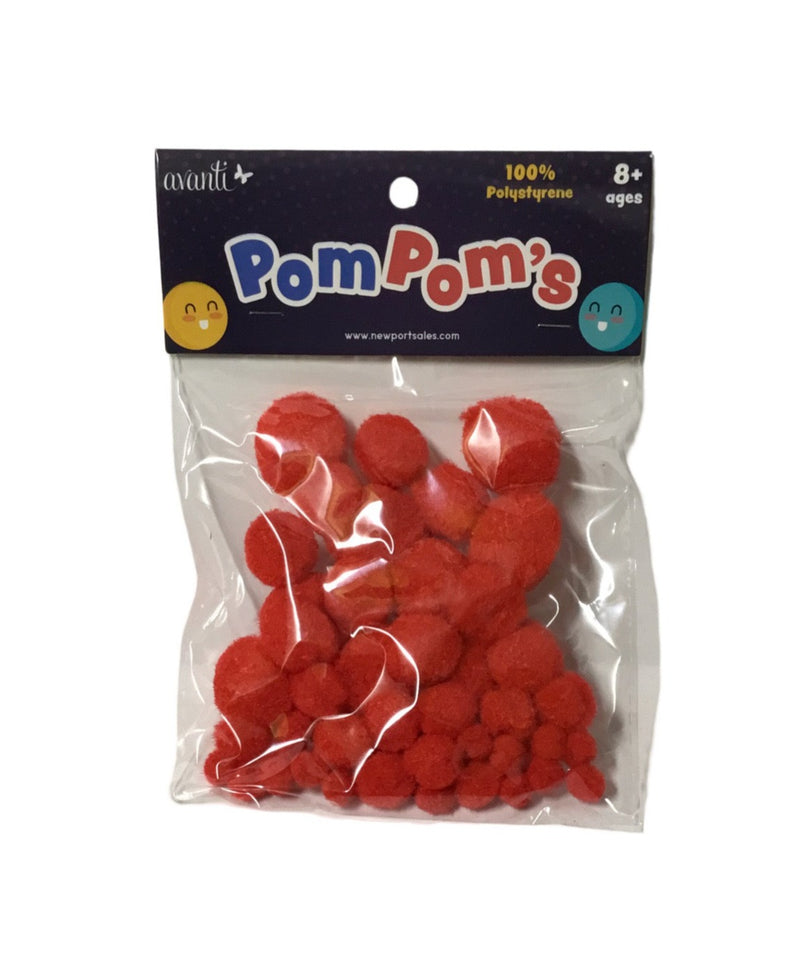 POMPONES COLOR ROJO TAMAÑOS VARIADOS PQ-50