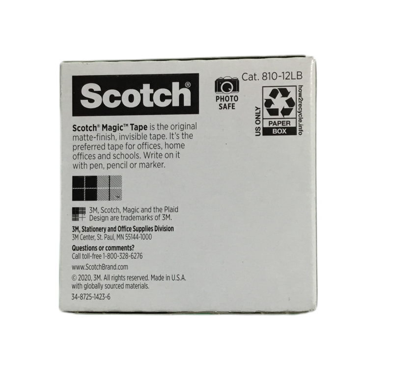 TAPE TRANSPARENTE 3M SCOTCH MAGIC TAPE 3/4" X 41.6 YARDAS