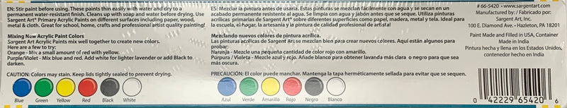 PINTURA ACRILICA SET 6, 12 0 24 COLORES SARGENT ART