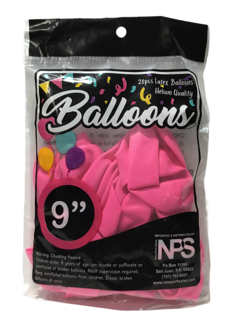 GLOBOS 9" COLOR ROSA NEON PQ-20