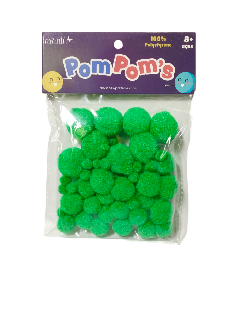 POMPONES COLOR VERDE TAMAÑOS VARIADOS PQ-50